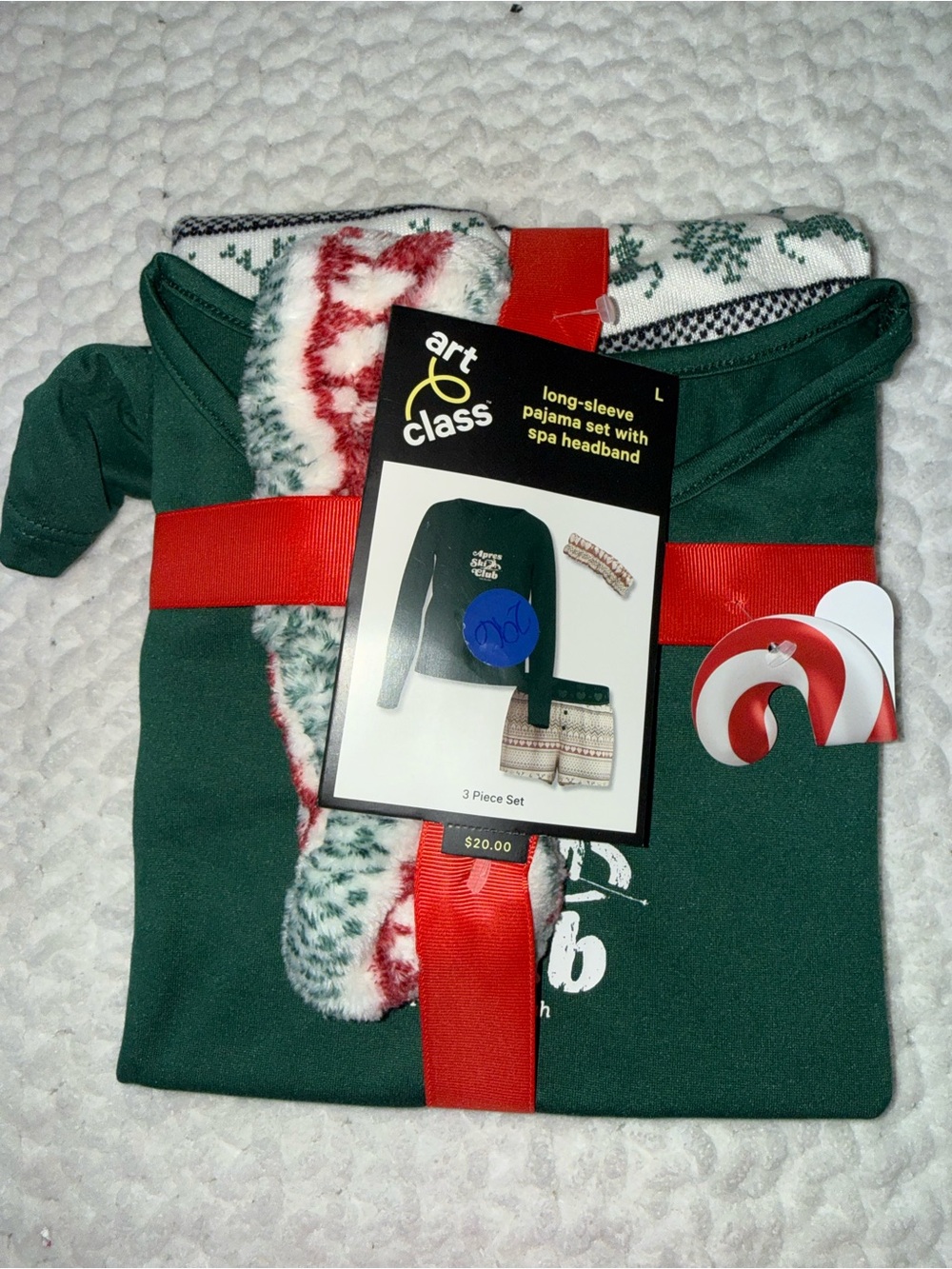 art class Green Kids Pajama Set with Holiday Print